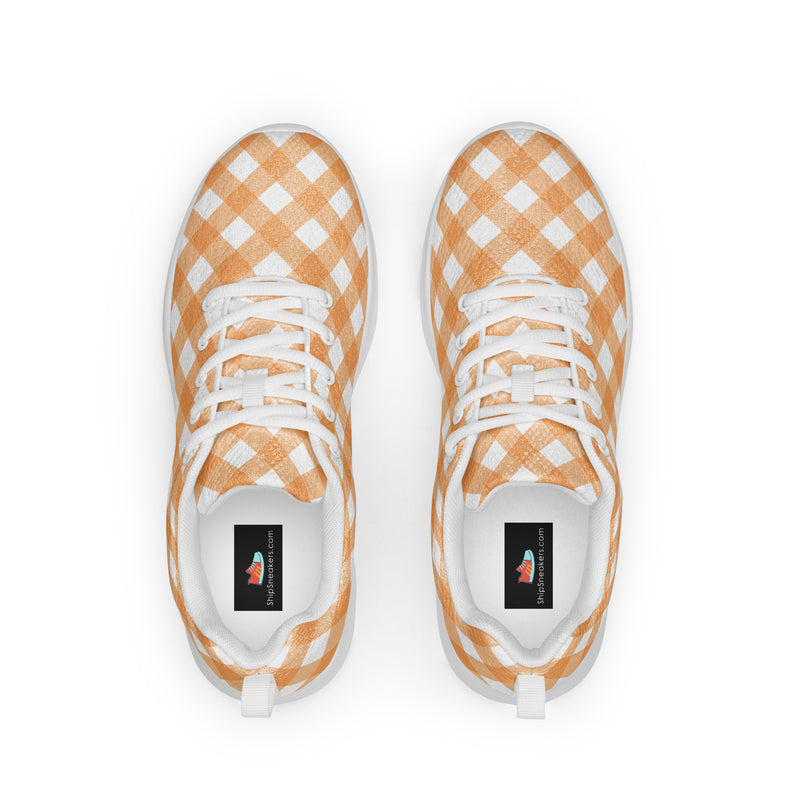 Peach Gingham Check Athletic #159 - Back View | HA!LO Canvas Sneakers