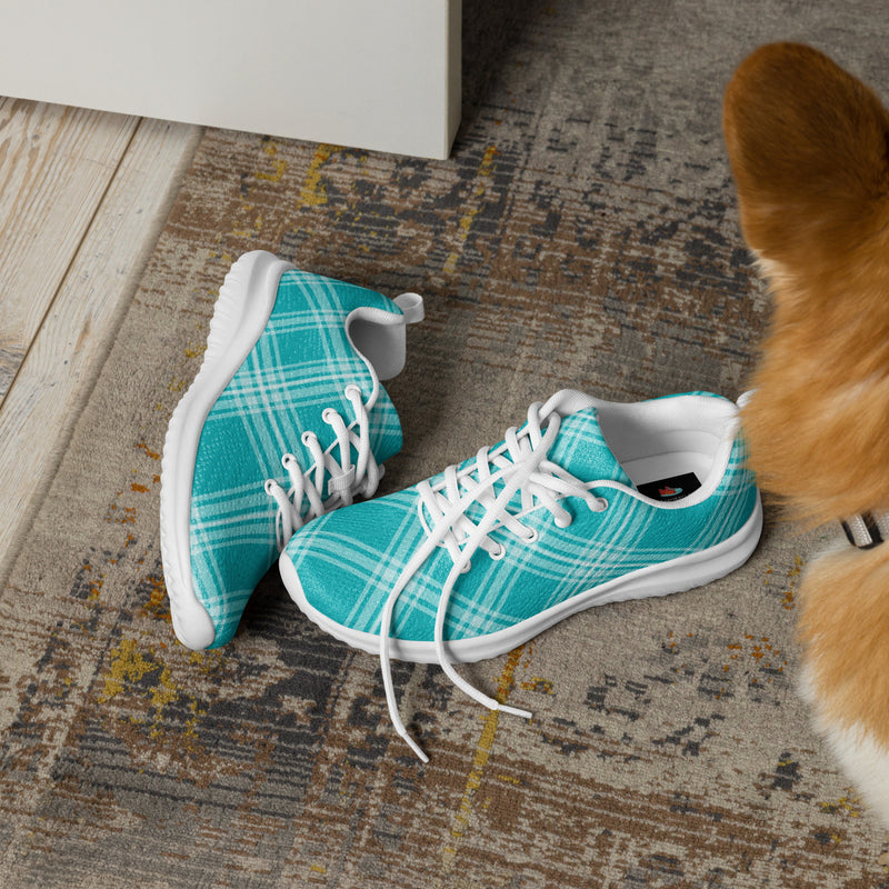 Turquoise Plaid Athletic #161 - Opposite Side | HA!LO Canvas Sneakers