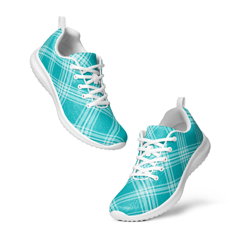 Turquoise Plaid Athletic #161 - Top Down View | HA!LO Canvas Sneakers