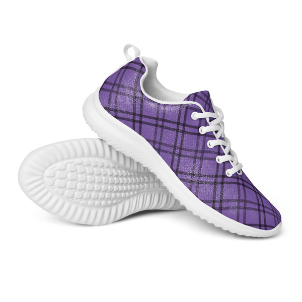 HA!LO Lavender Plaid — Women's Canvas Athletic Sneaker