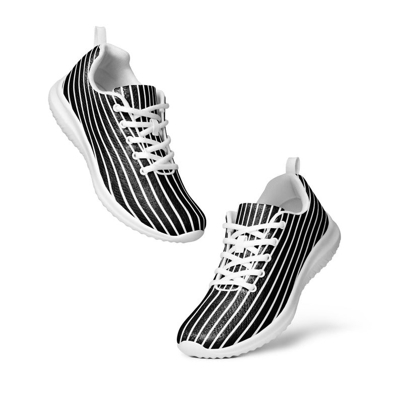 Black Vertical Stripe Athletic #205 - Top Down View | HA!LO Canvas Sneakers