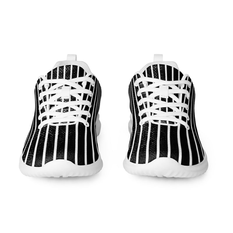 Black Vertical Stripe Athletic #205 - Front View | HA!LO Canvas Sneakers