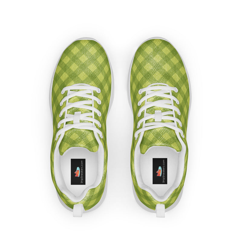 Lime Gingham Athletic #213 - Back View | HA!LO Canvas Sneakers