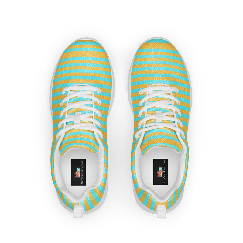 Mint Yellow Stripe Athletic #226 - Back View | HA!LO Canvas Sneakers