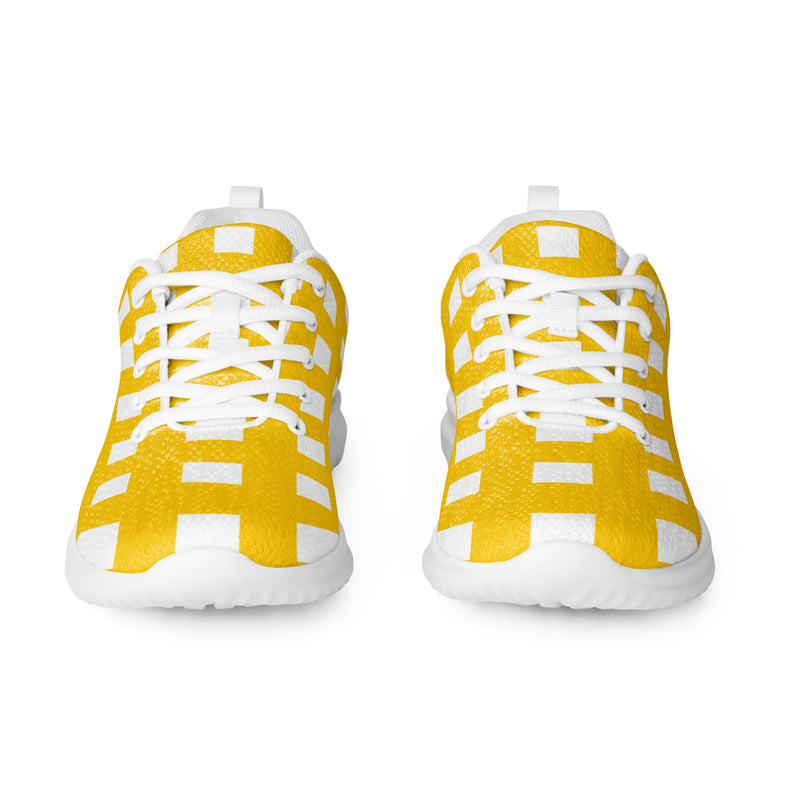 Yellow Gingham Athletic #234 - Front View | HA!LO Canvas Sneakers