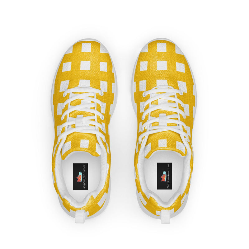 Yellow Gingham Athletic #234 - Back View | HA!LO Canvas Sneakers