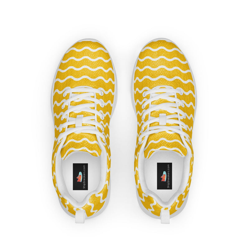 Yellow Chevron Athletic #235 - Back View | HA!LO Canvas Sneakers