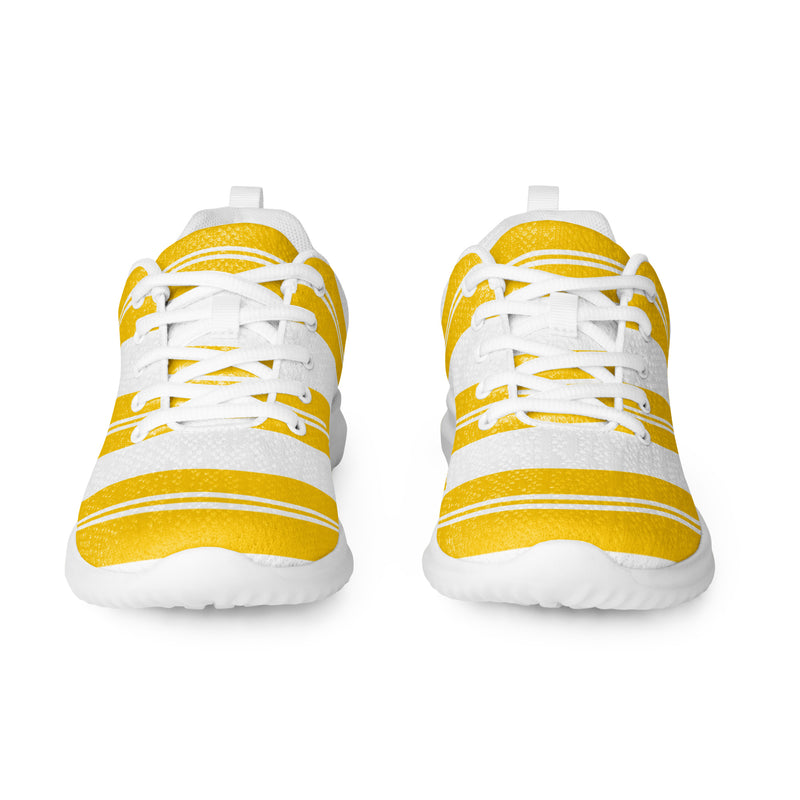 Yellow Wide Stripe Athletic #236 - Front View | HA!LO Canvas Sneakers