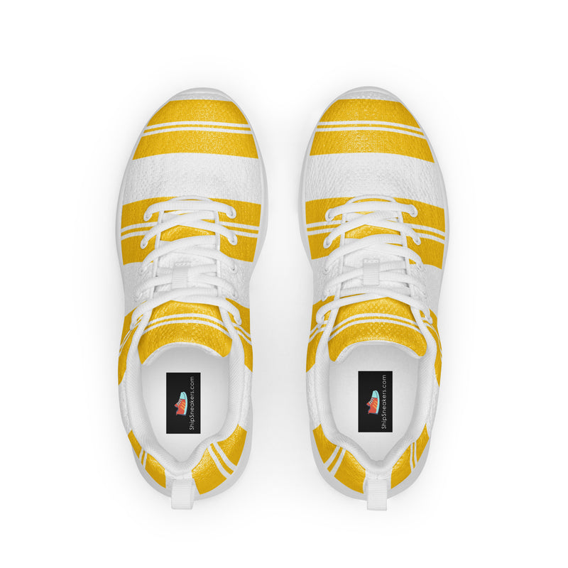 Yellow Wide Stripe Athletic #236 - Back View | HA!LO Canvas Sneakers