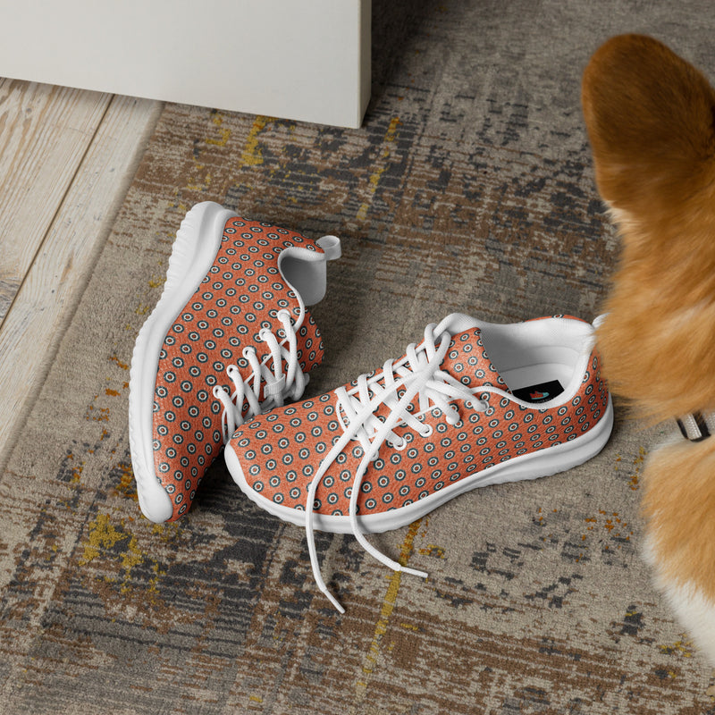 Coral Floral Tile Athletic #240 - Opposite Side | HA!LO Canvas Sneakers