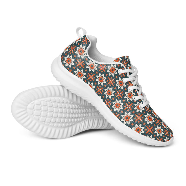 HA!LO Brown Teal Floral — Women's Canvas Athletic Sneaker