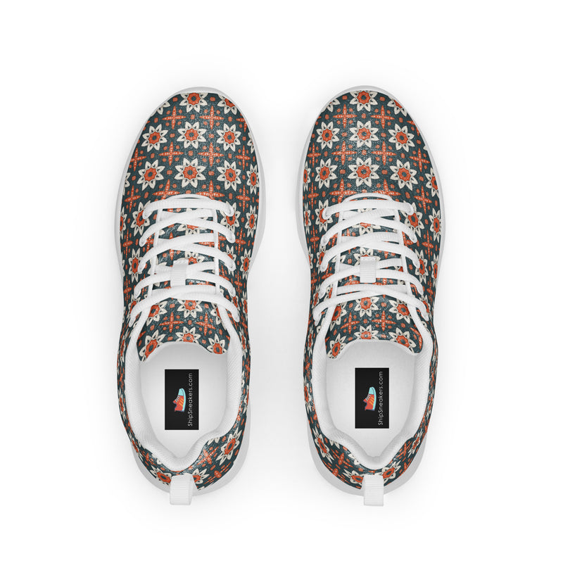Brown Teal Floral Athletic #247 - Back View | HA!LO Canvas Sneakers