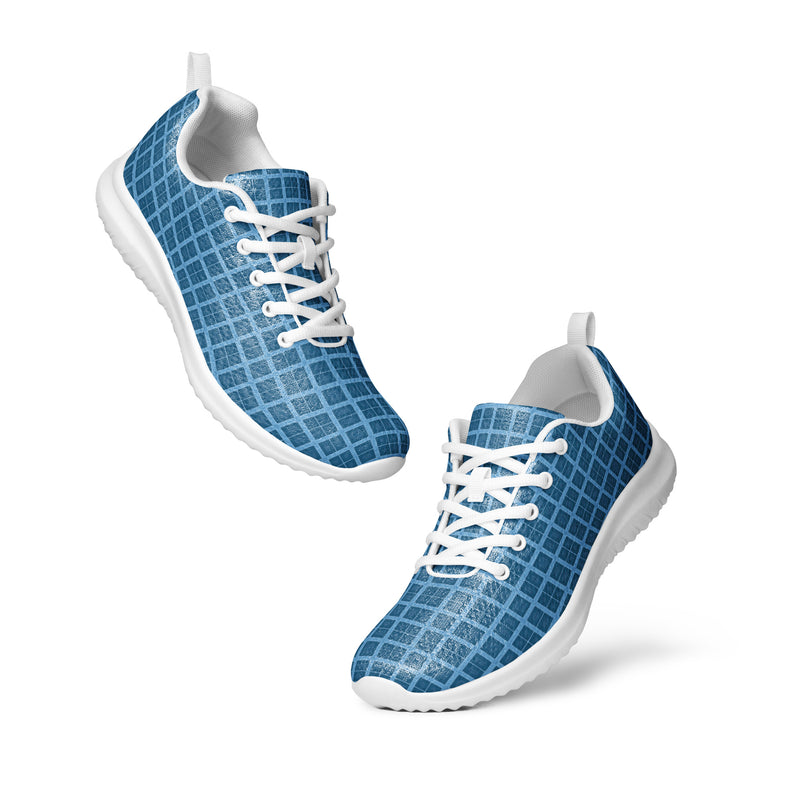 Blue Grid Tile Athletic #251 - Top Down View | HA!LO Canvas Sneakers