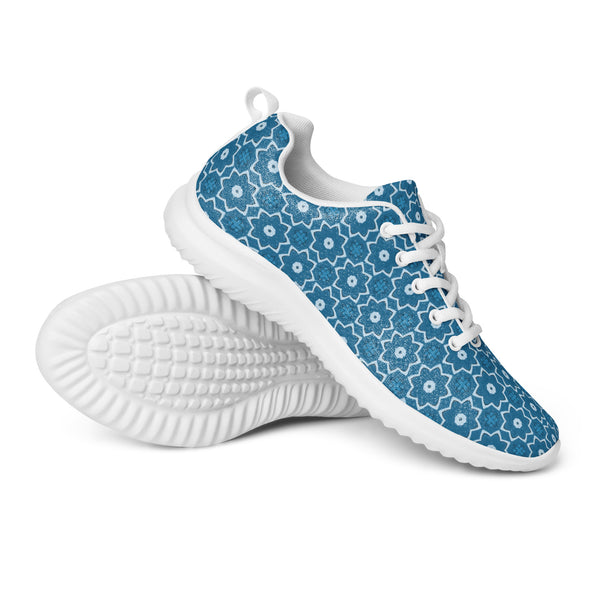HA!LO Blue Hex Pattern — Women's Canvas Athletic Sneaker