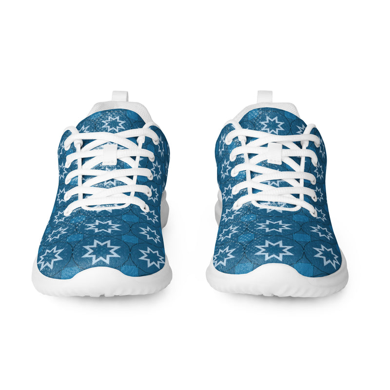 Blue Floral Dot Athletic #258 - Front View | HA!LO Canvas Sneakers