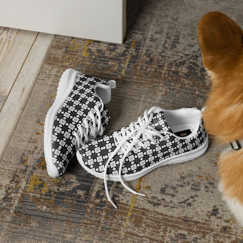 Black Houndstooth Athletic #260 - Opposite Side | HA!LO Canvas Sneakers