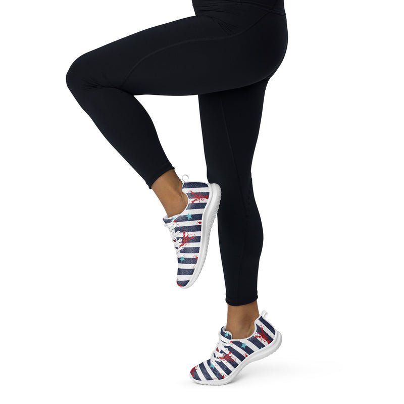 Navy Anchor Stripe Athletic #3 - Top Down View | HA!LO Canvas Sneakers
