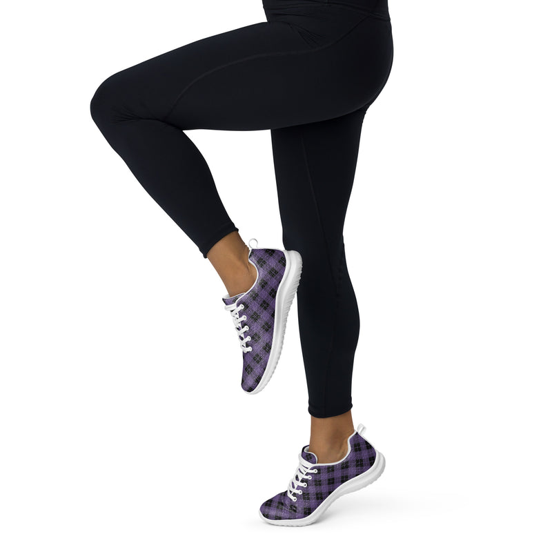 Navy Purple Plaid Athletic #192 - Front View | HA!LO Canvas Sneakers