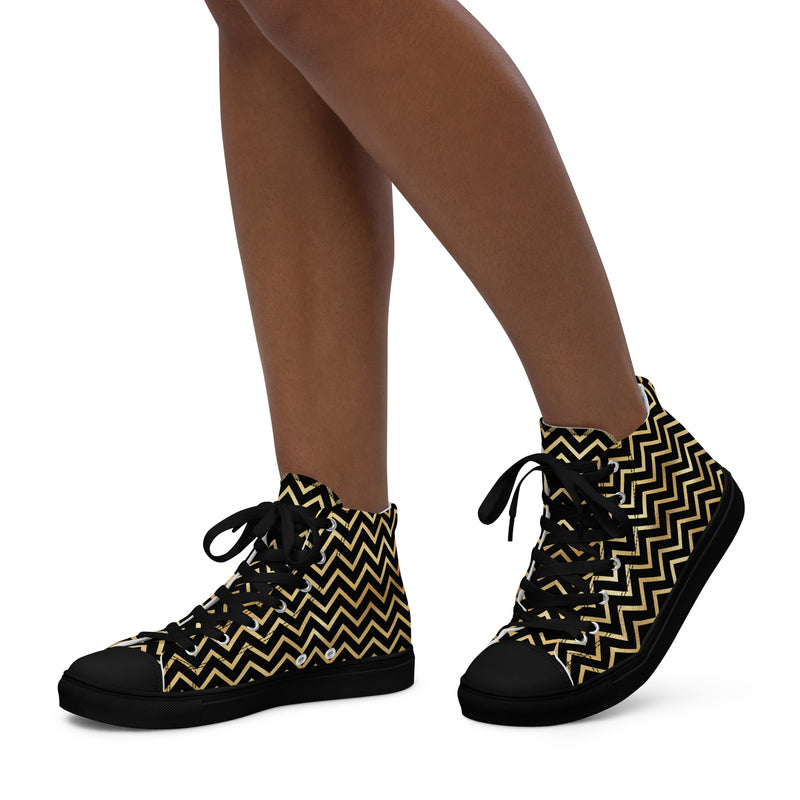 Gold Chevron High Top #329 - Opposite Side | HA!LO Canvas Sneakers