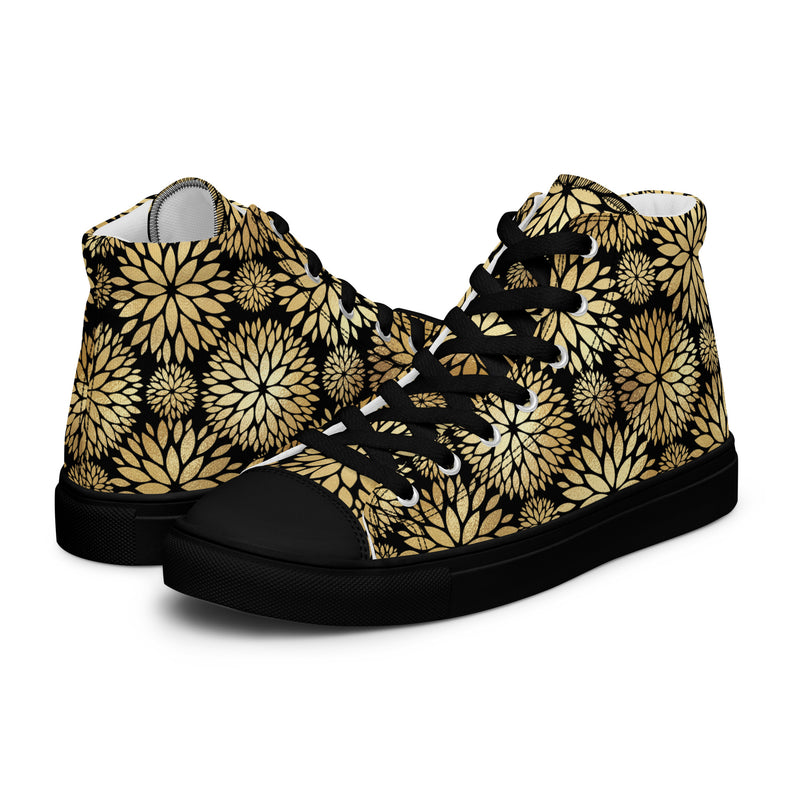 Gold Firework Burst High Top #330 - Canvas High Top Sneakers | HA!LO