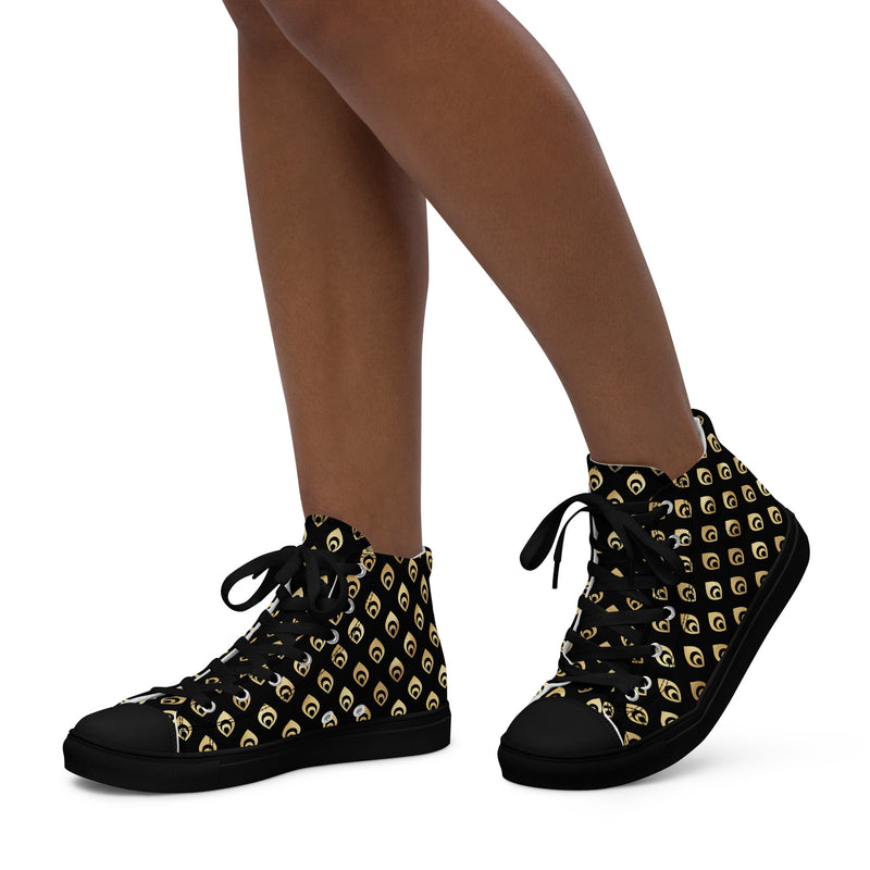 Gold Fleur De Lis High Top #333 - Opposite Side | HA!LO Canvas Sneakers