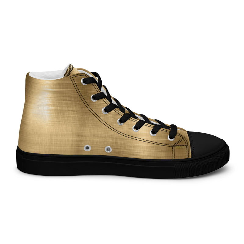 Gold Metallic Solid High Top #326 - Back View | HA!LO Canvas Sneakers