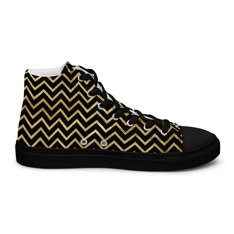 Gold Chevron High Top #329 - Back View | HA!LO Canvas Sneakers