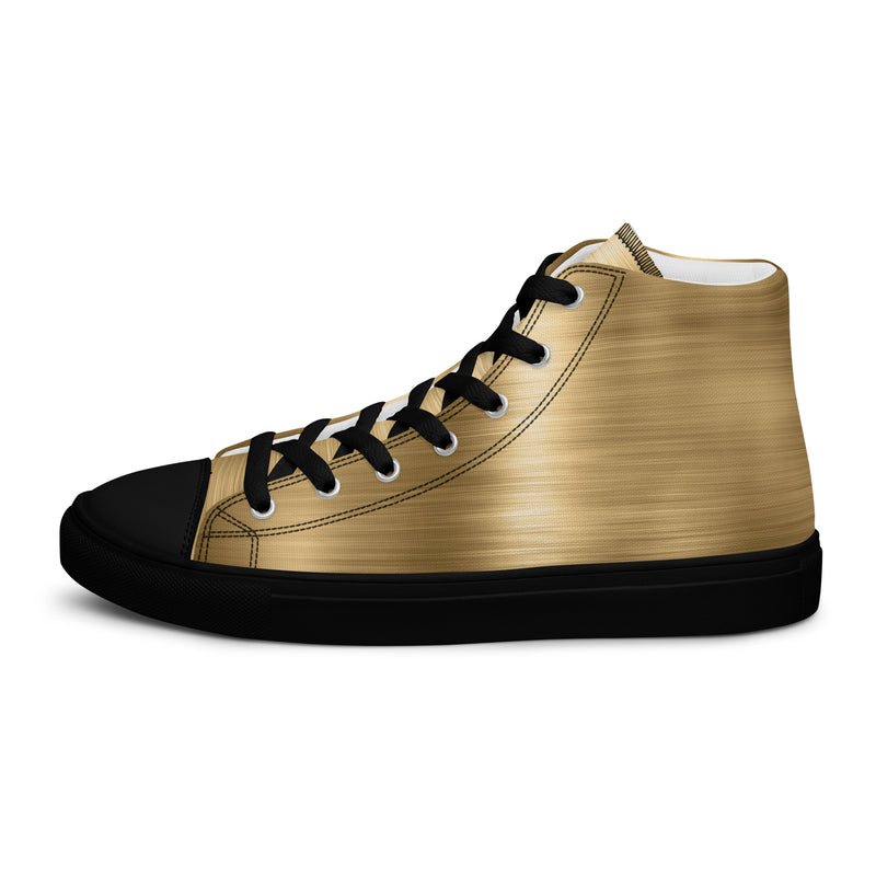 Gold Metallic Solid High Top #326 - Front View | HA!LO Canvas Sneakers
