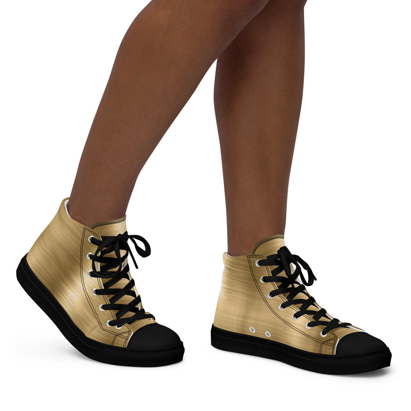 Gold Metallic Solid High Top #326 - Opposite Side | HA!LO Canvas Sneakers