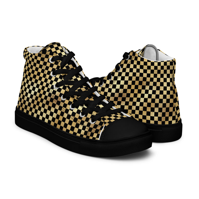 Gold Check High Top #328 - Top Down View | HA!LO Canvas Sneakers