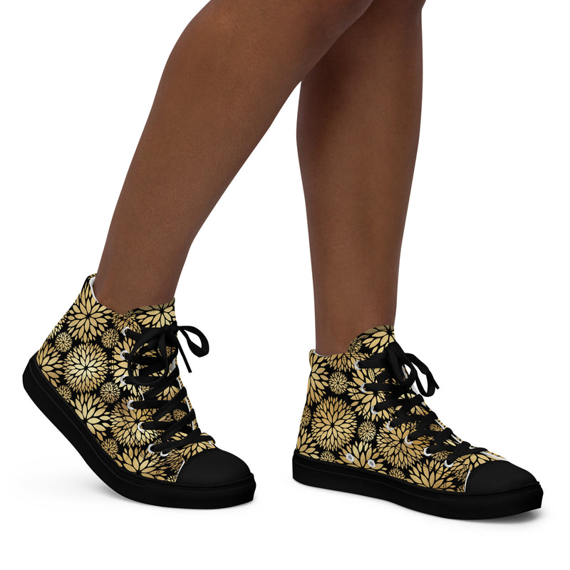 Gold Firework Burst High Top #330 - Opposite Side | HA!LO Canvas Sneakers