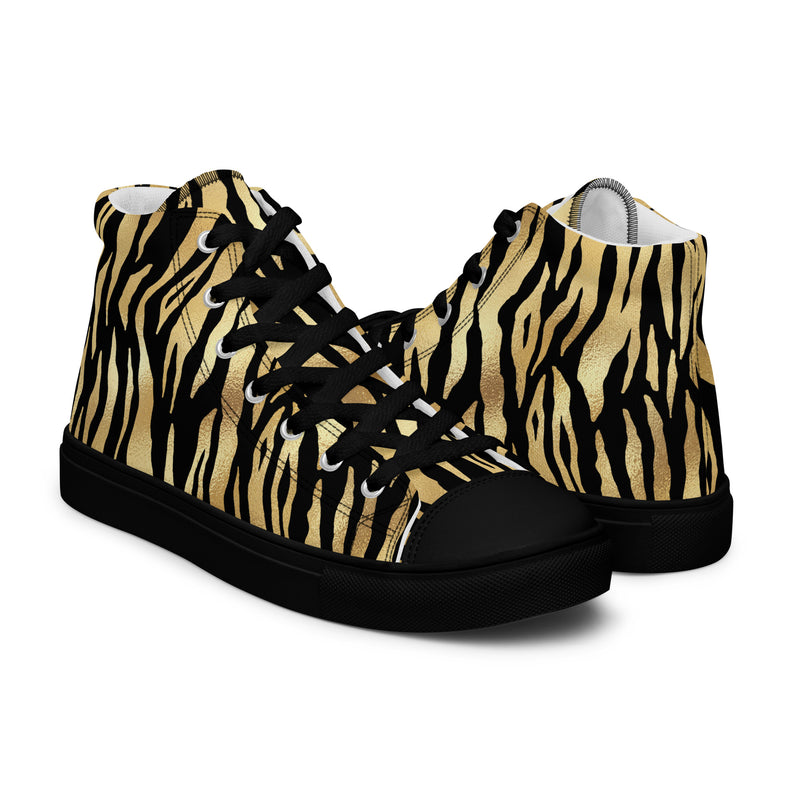 Gold Tiger Stripe High Top #331 - Top Down View | HA!LO Canvas Sneakers