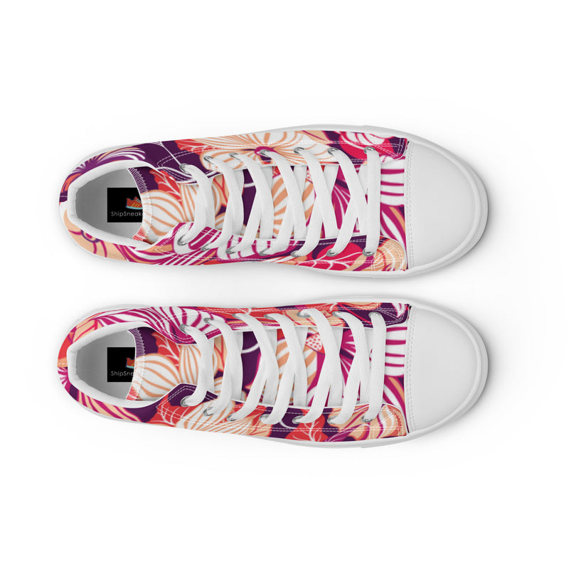 Tropical Bloom High Top #1 - Angled View | HA!LO Canvas Sneakers