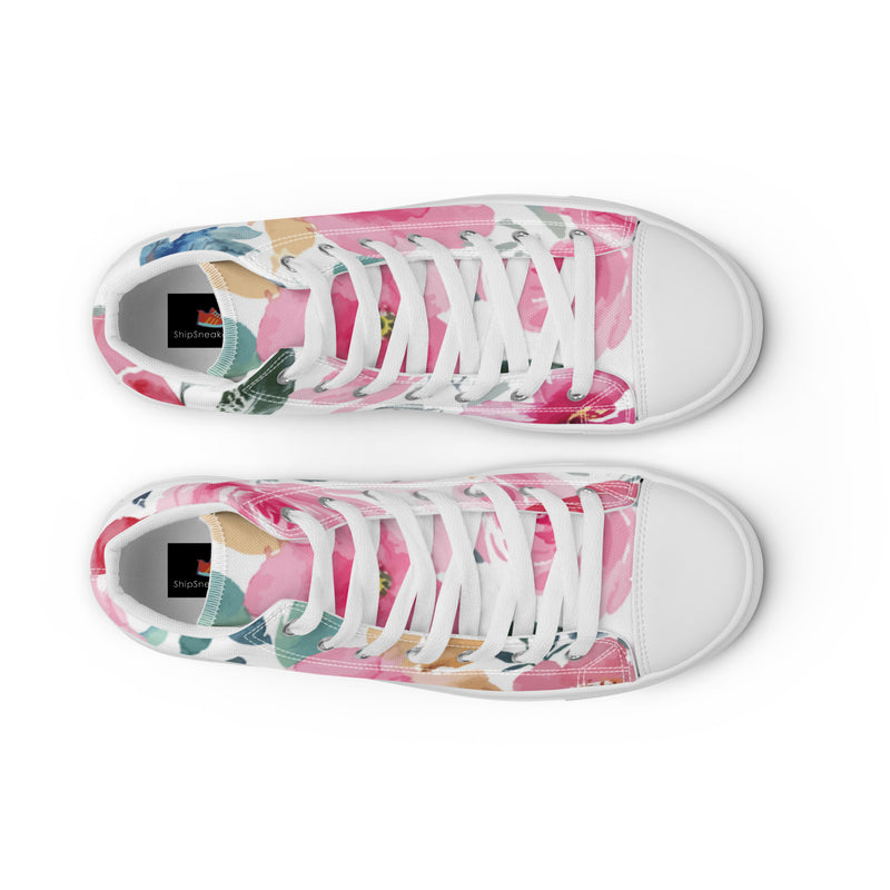 Watercolor Rose High Top #25 - Lifestyle Shot | HA!LO Canvas Sneakers