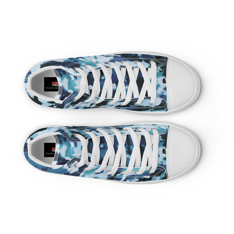 Blue Ink Splash High Top #26 - Lifestyle Shot | HA!LO Canvas Sneakers