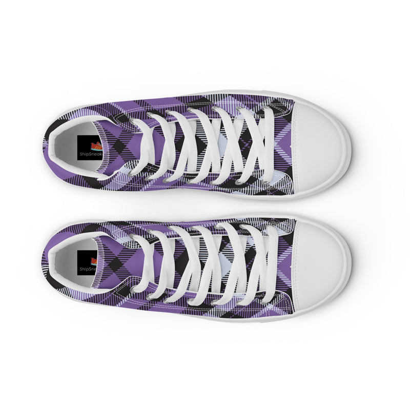 Purple Buffalo Check High Top #39 - Lifestyle Shot | HA!LO Canvas Sneakers