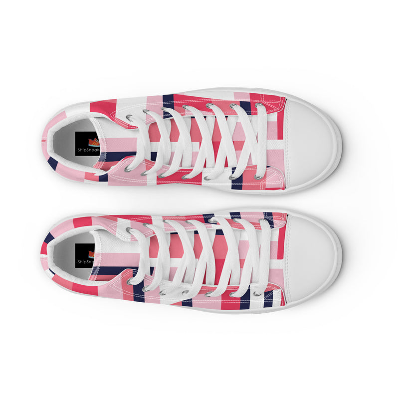 Pink Block High Top #40 - Lifestyle Shot | HA!LO Canvas Sneakers