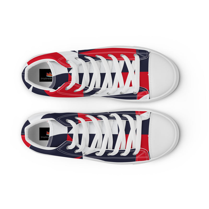 Red Navy Block High Top #43 - Lifestyle Shot | HA!LO Canvas Sneakers