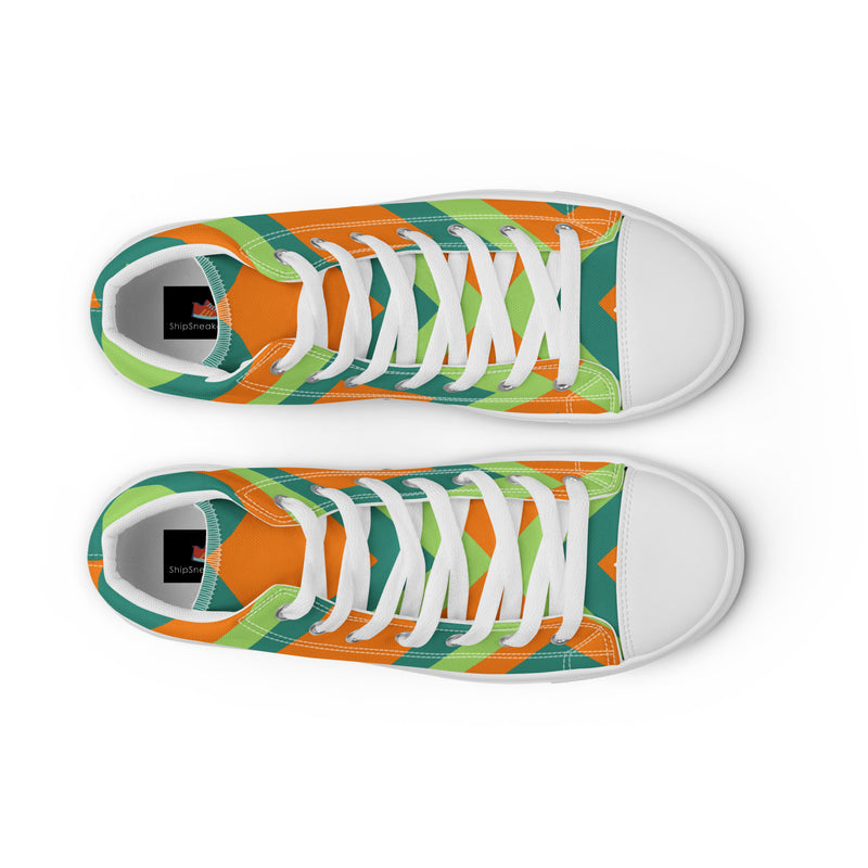 Orange Geometric High Top #44 - Lifestyle Shot | HA!LO Canvas Sneakers