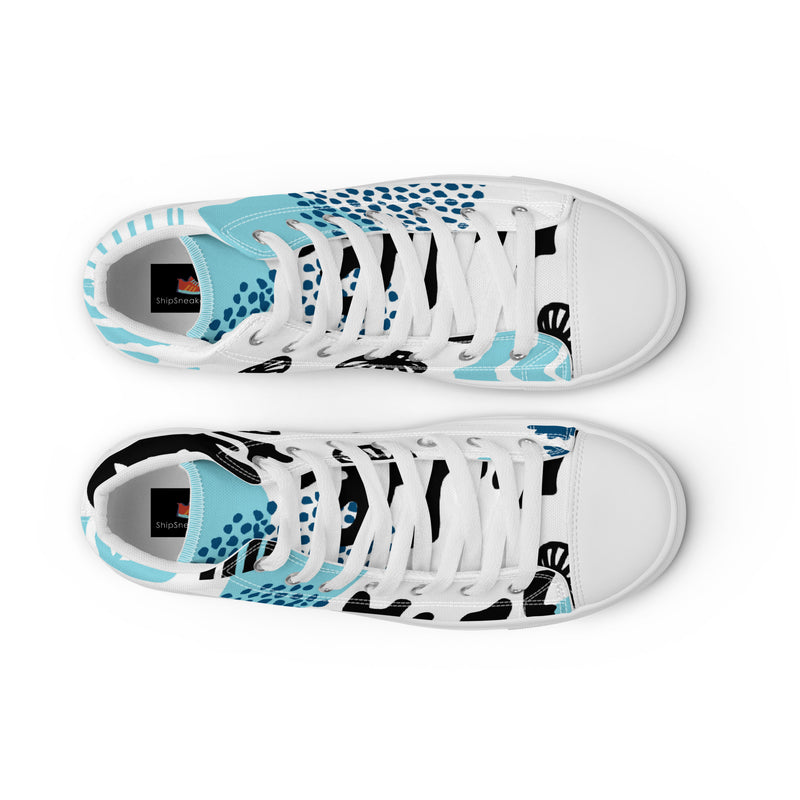 Blue Dot Abstract High Top #57 - Lifestyle Shot | HA!LO Canvas Sneakers