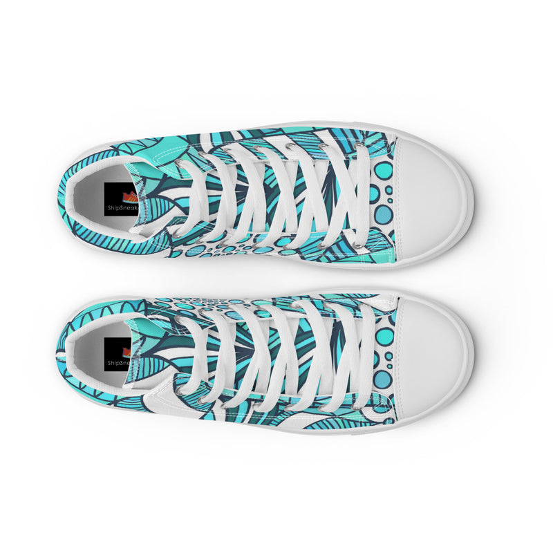 Teal Abstract High Top #60 - Lifestyle Shot | HA!LO Canvas Sneakers