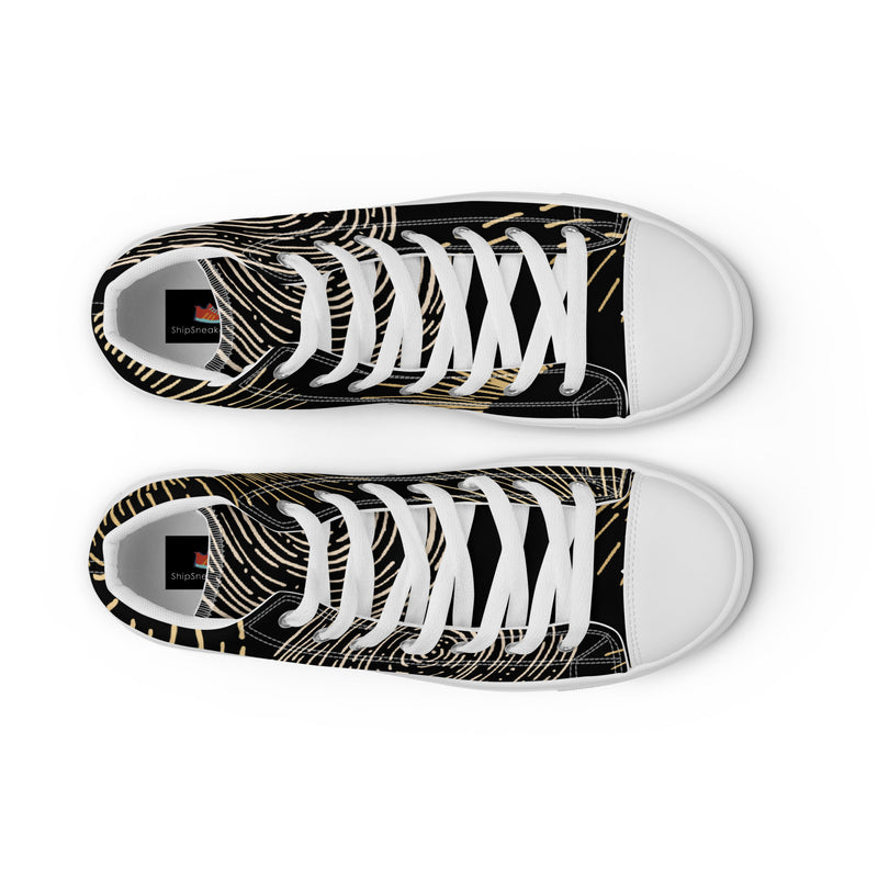 Black Gold Spiral High Top #62 - Lifestyle Shot | HA!LO Canvas Sneakers
