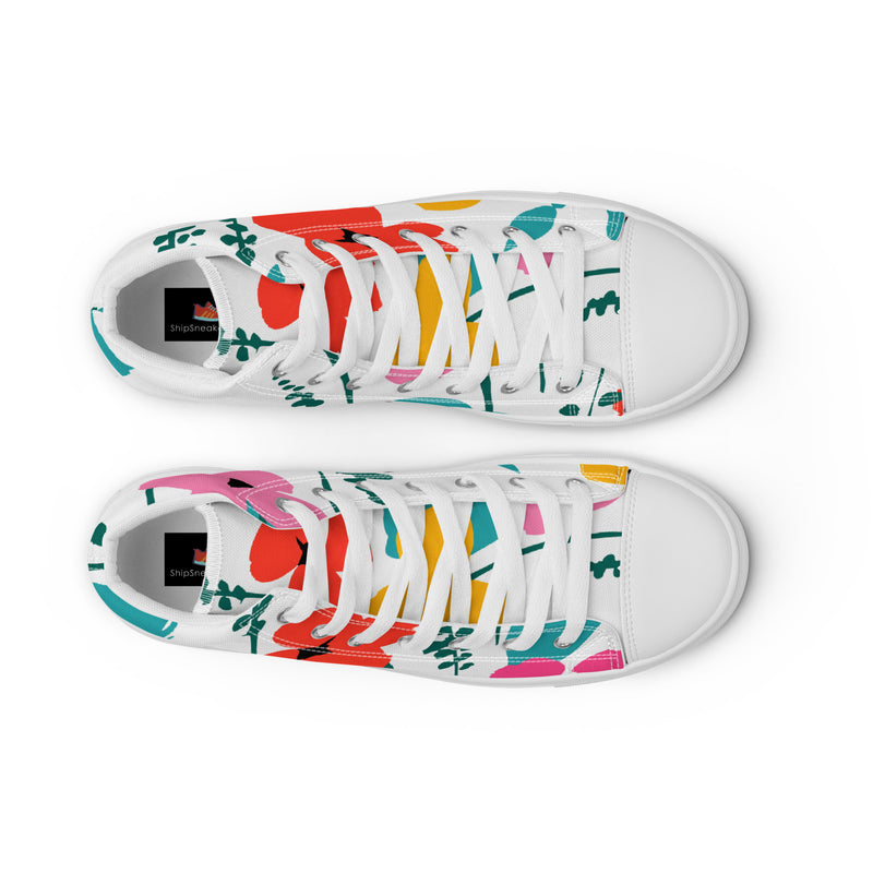 Hibiscus Bloom High Top #80 - Lifestyle Shot | HA!LO Canvas Sneakers