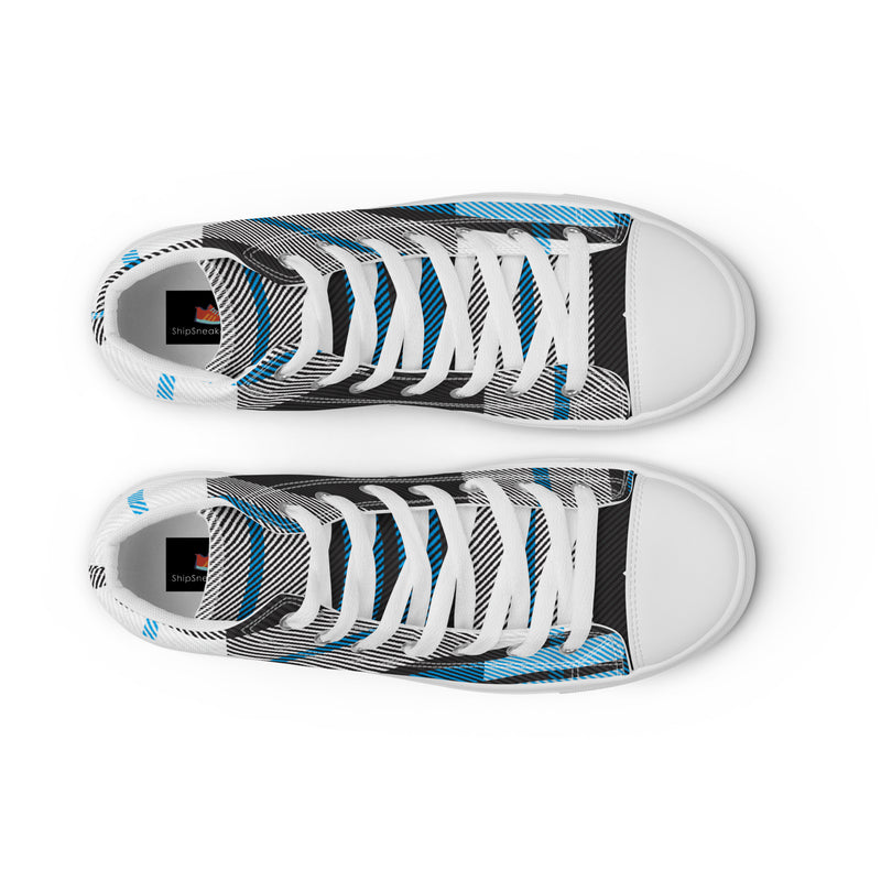Blue Tartan High Top #84 - Lifestyle Shot | HA!LO Canvas Sneakers