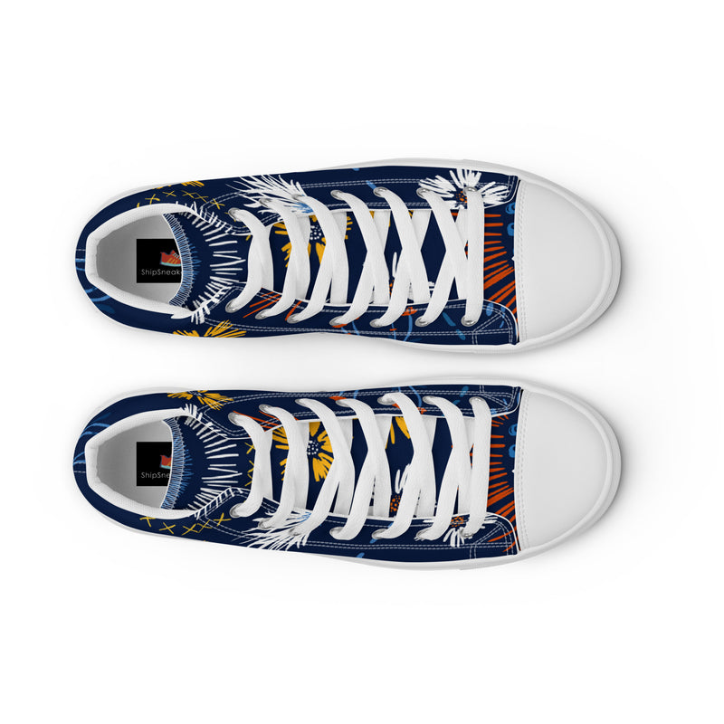 Navy Daisy High Top #86 - Lifestyle Shot | HA!LO Canvas Sneakers