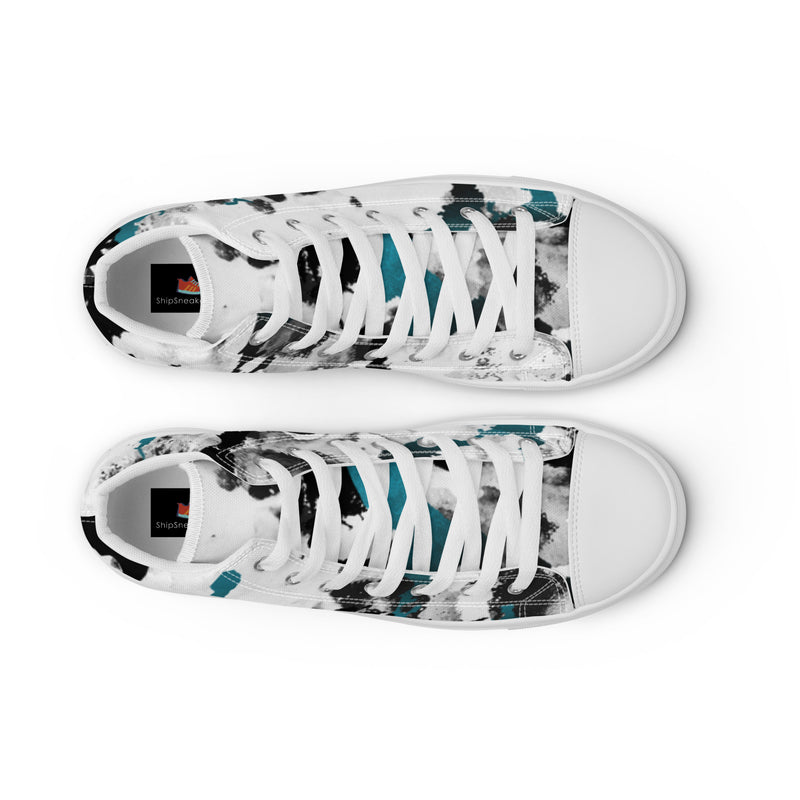 Teal Splash High Top #92 - Lifestyle Shot | HA!LO Canvas Sneakers