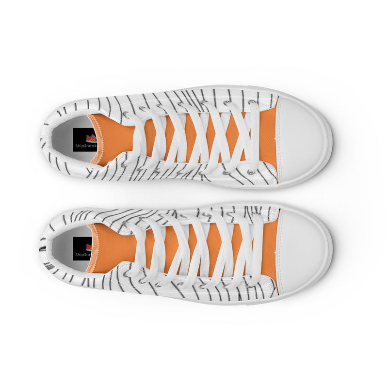 Orange Pinstripe High Top #99 - Lifestyle Shot | HA!LO Canvas Sneakers