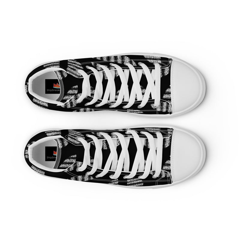 Black Graphic High Top #104 - Lifestyle Shot | HA!LO Canvas Sneakers