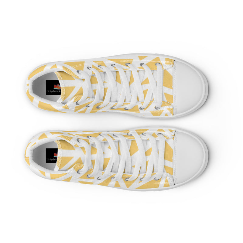 Yellow Triangle High Top #106 - Lifestyle Shot | HA!LO Canvas Sneakers