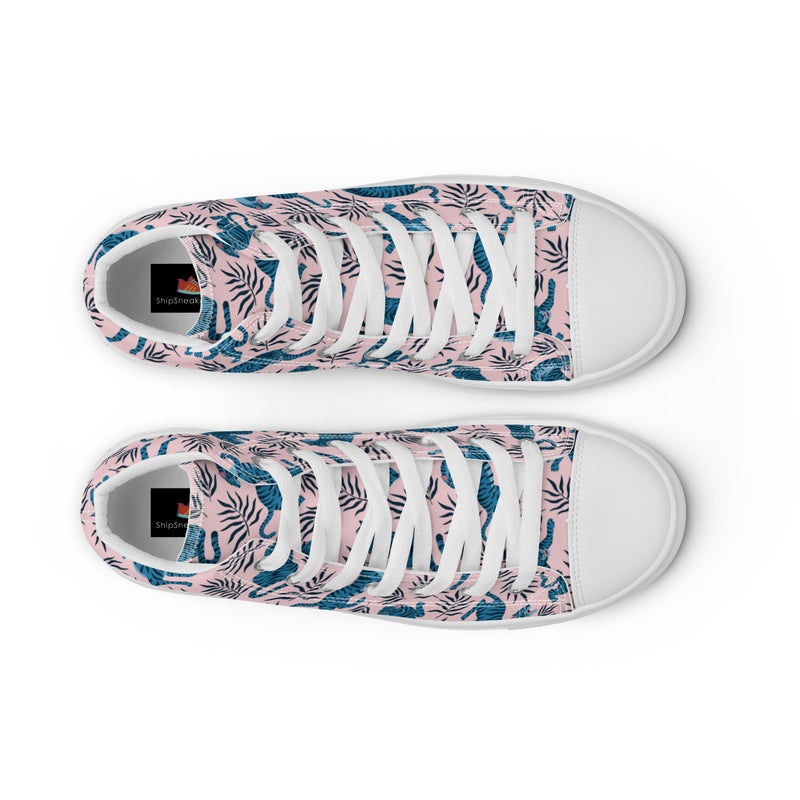 Blue Tropical High Top #115 - Lifestyle Shot | HA!LO Canvas Sneakers